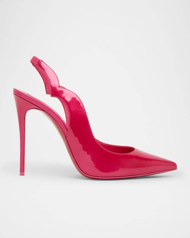 Hot Chick Patent Red Sole Slingback Pumps